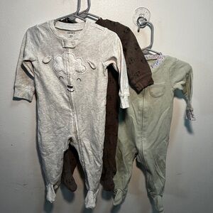 Carter's Cream, Brown, and Green Footies BUNDLE